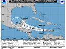 Probable track of Tropical Storm Harvey as of 1500 UTC on August 19. [NOAA Graphic]